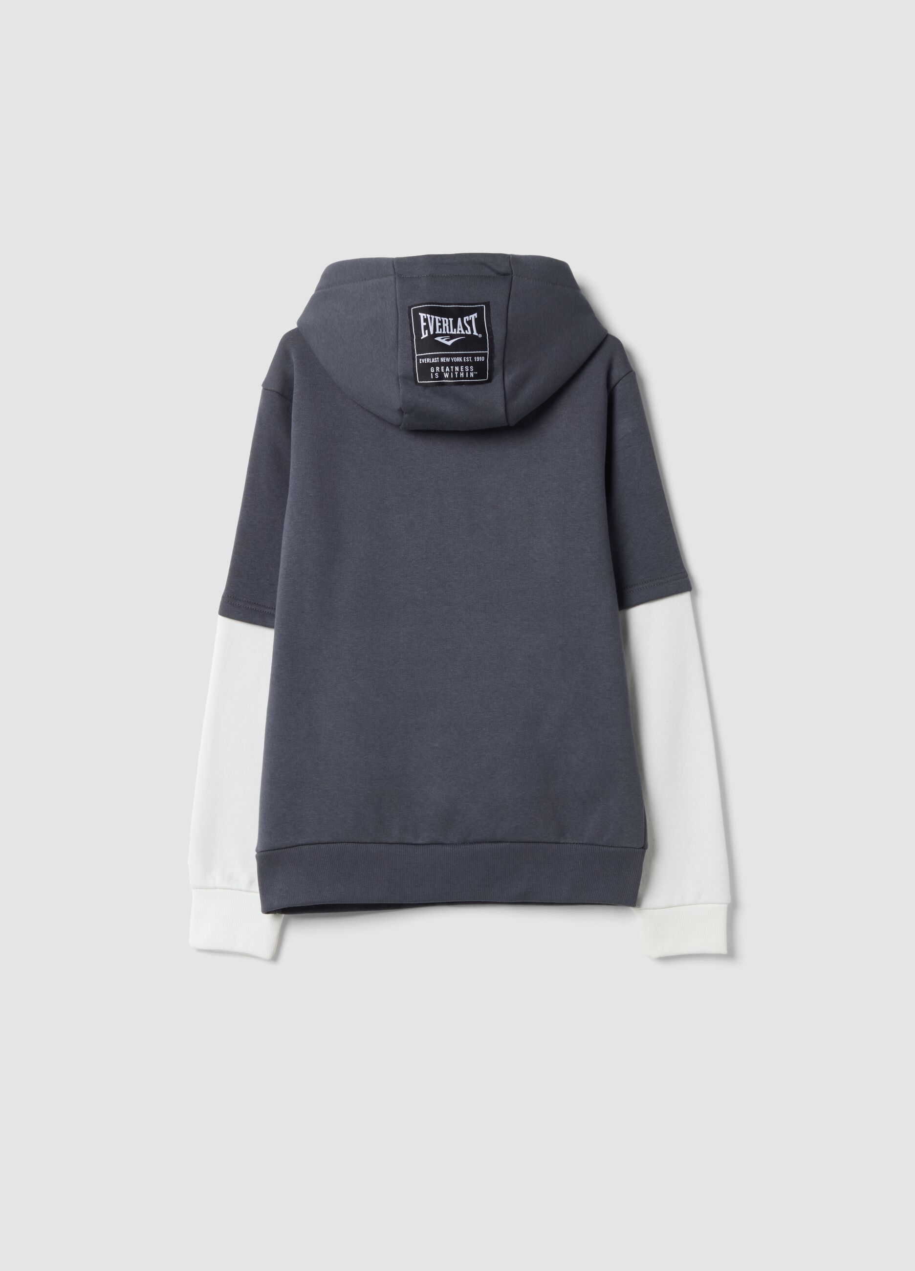 Blue cotton-blend hoodie with front kangaroo pocket