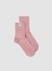 Mauve-purple ribbed stretch cotton socks_0