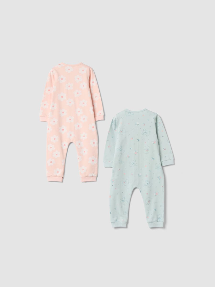 2-pack of multicolour organic cotton babygrows with floral print_1