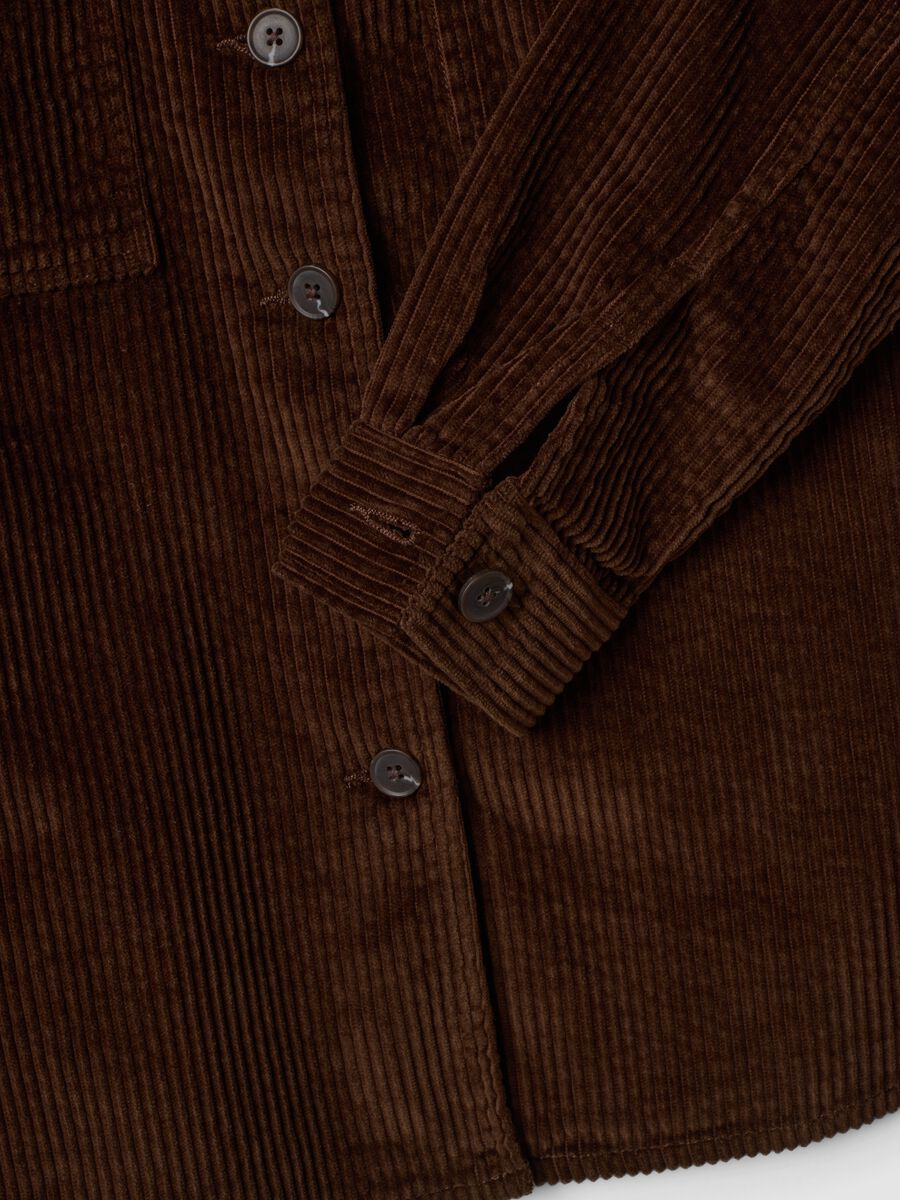 Dark brown pure cotton ribbed shirt_1