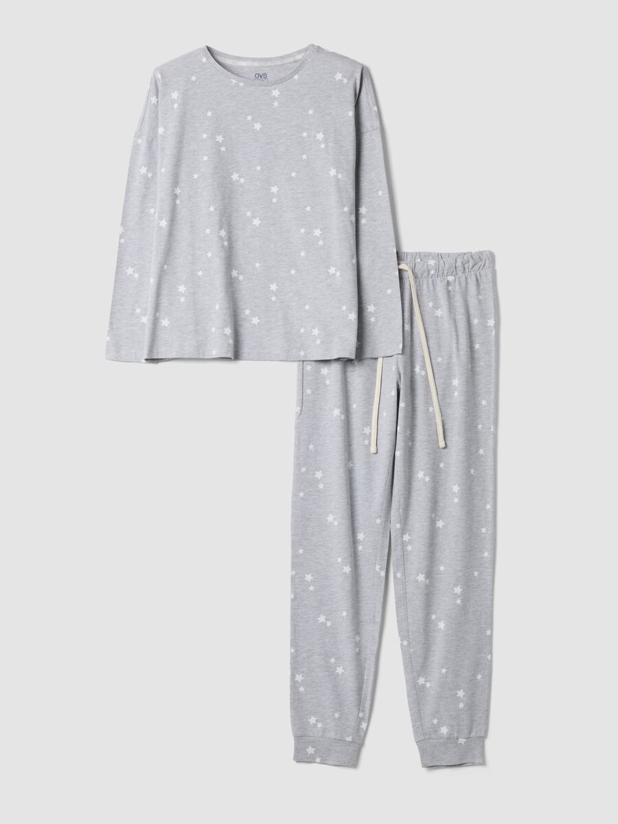 Grey crew-neck pyjamas in organic cotton and viscose blend_4