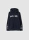 Black cotton-blend hoodie with print, regular fit_0