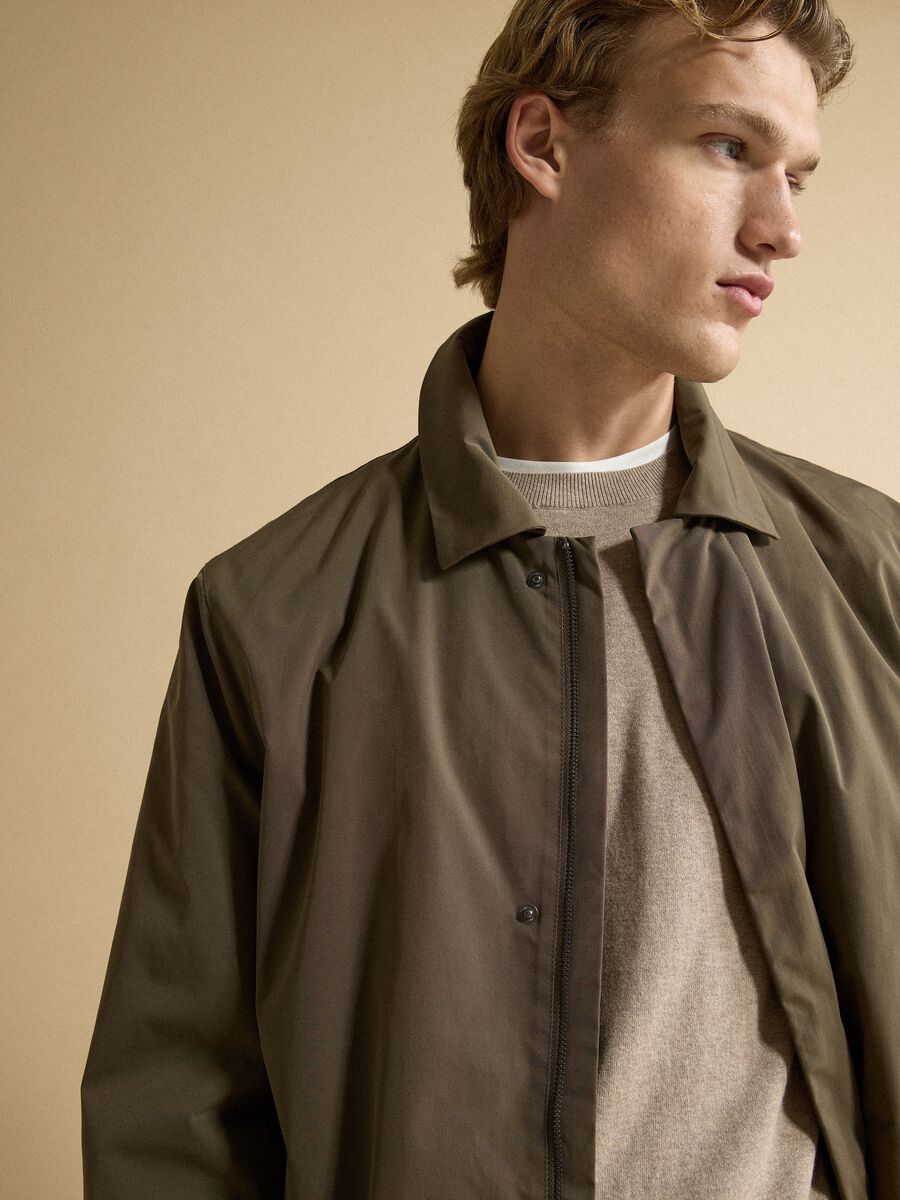 Long brown regular-fit raincoat_1