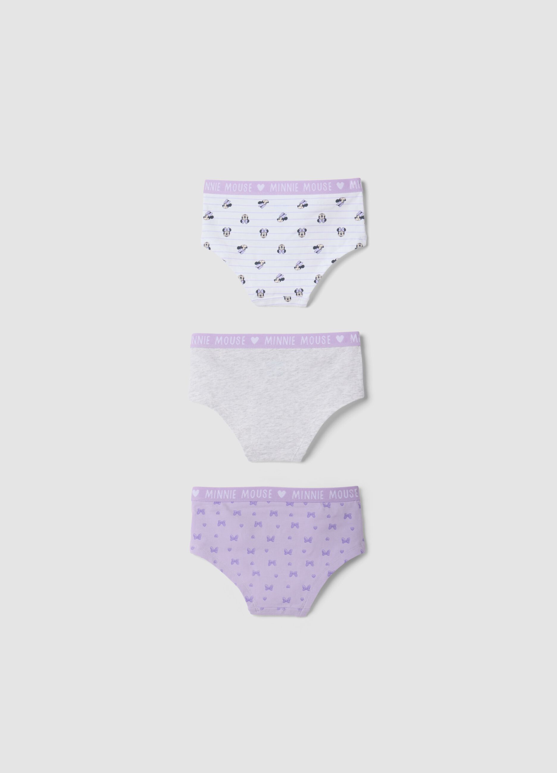 3-pack Minnie-pattern stretch organic cotton briefs