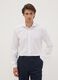 White slim-fit pure cotton shirt with cutaway collar_0