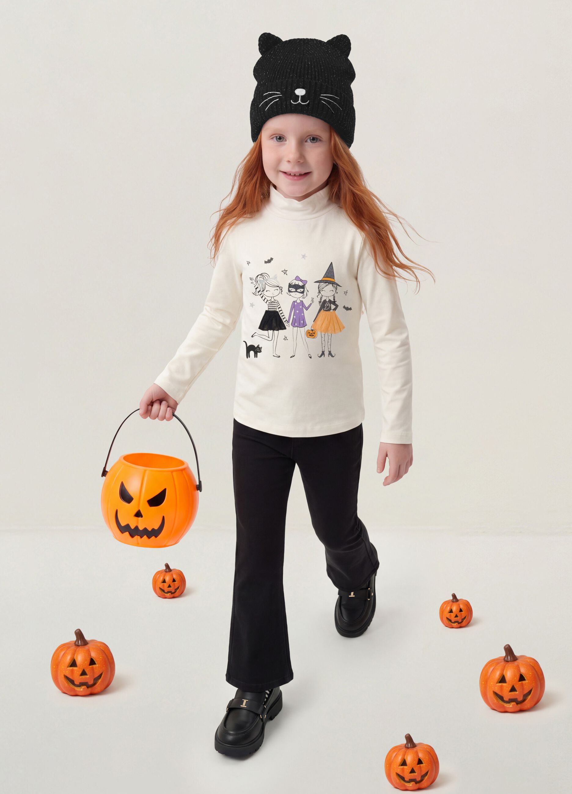 Jeggings nero flare in cotone elasticizzato per bambina