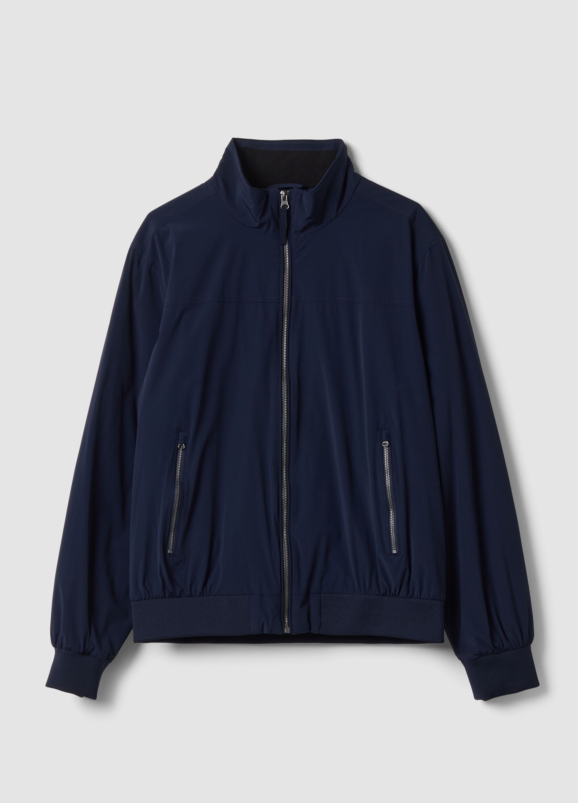 Blue stretch-fabric jacket with zip