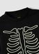 T-shirt nera in puro cotone con girocollo e stampa scheletro_7