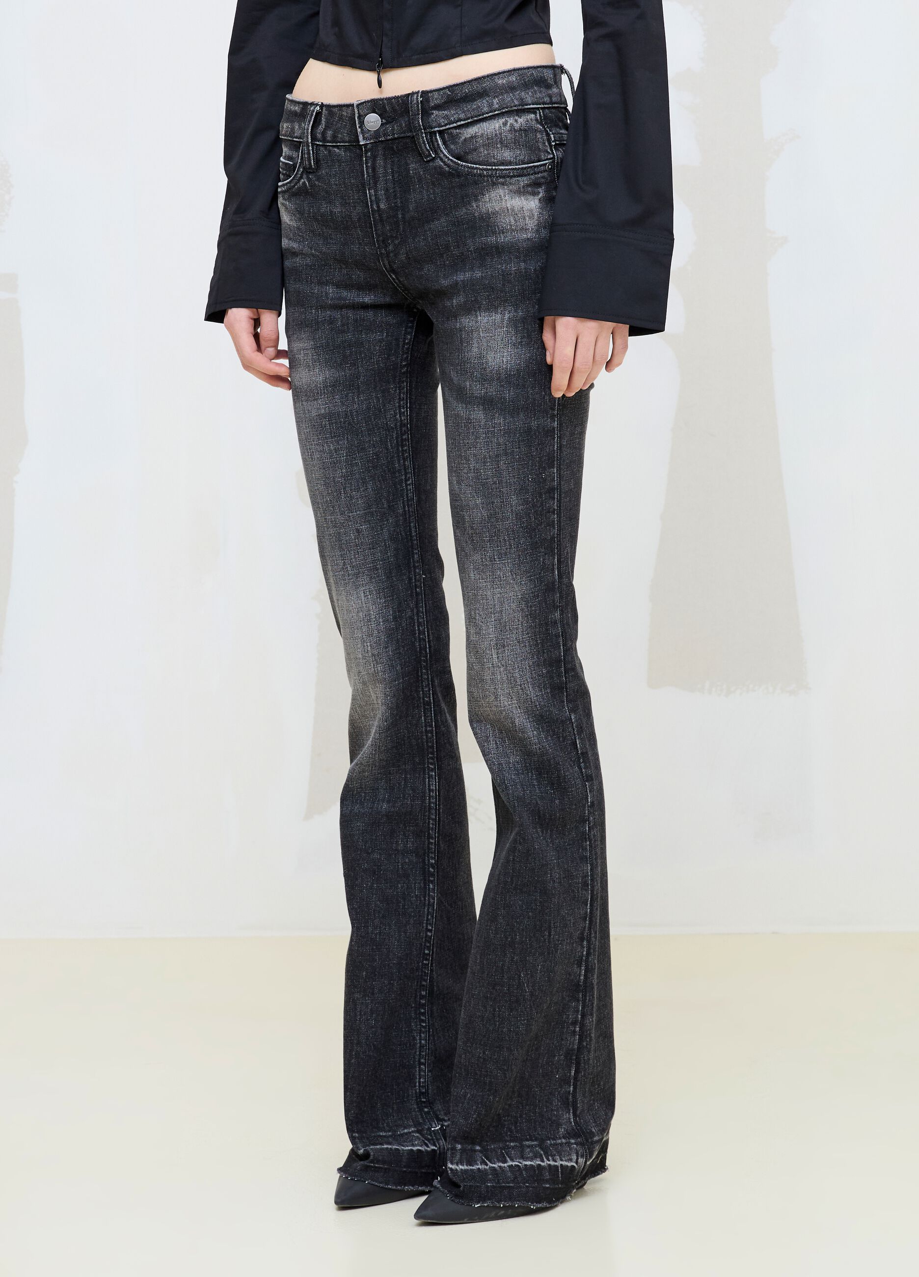 Slim Flare Black Washed Denim