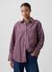 Burgundy red striped pure cotton shirt_0