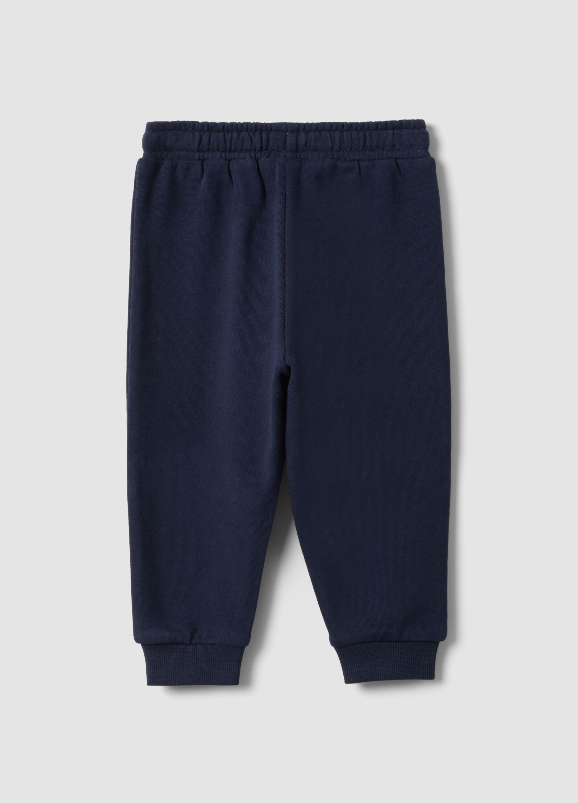Blue pure cotton over-fit joggers with teddy bear print