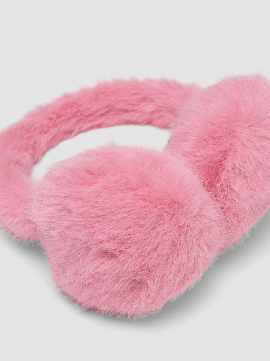 Pink teddy-effect earmuffs_2