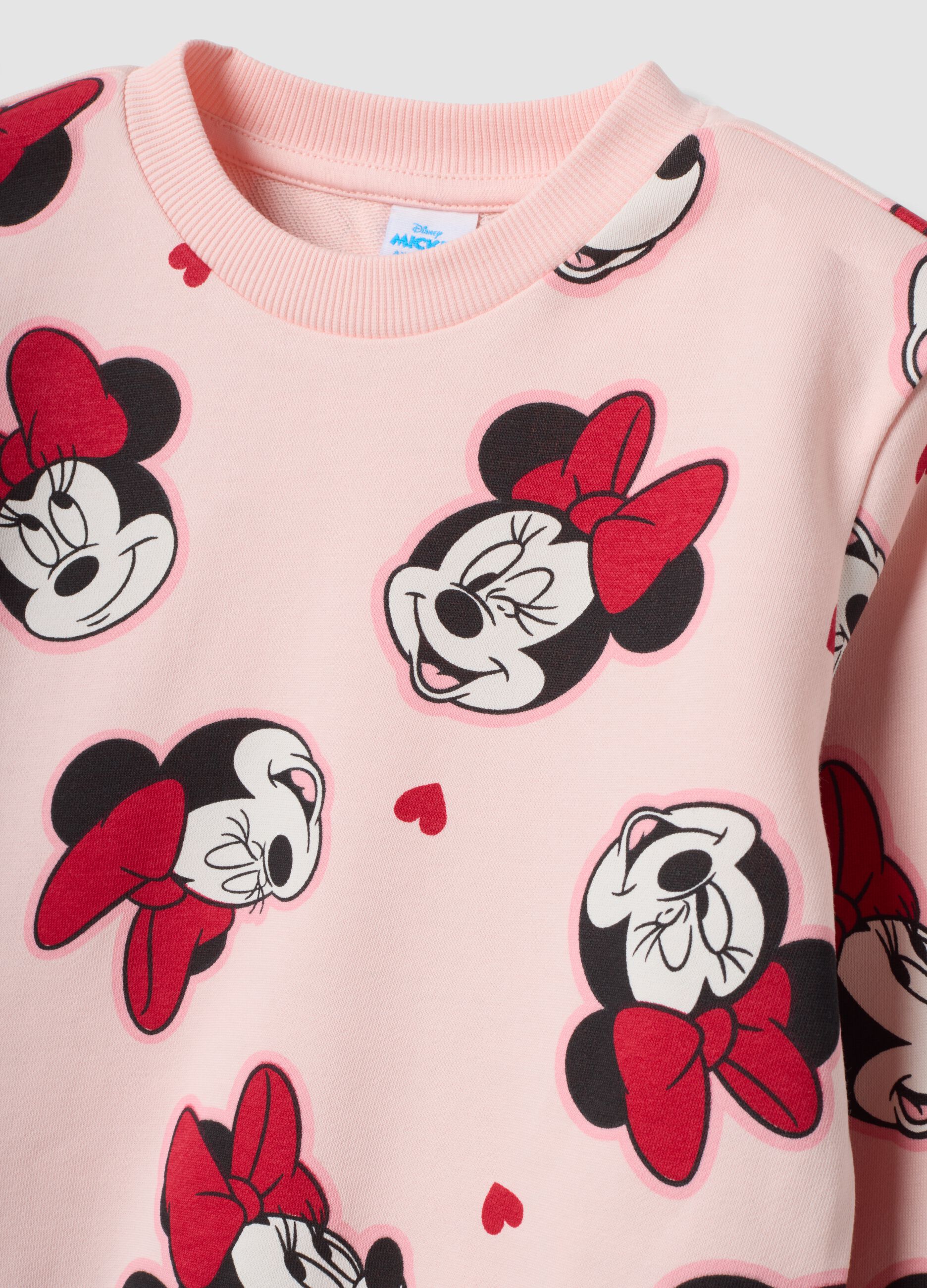 Completo jogging rosa in misto cotone con stampa Minnie