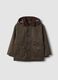 Green water-repellent padded cotton-blend jacket with hood_0
