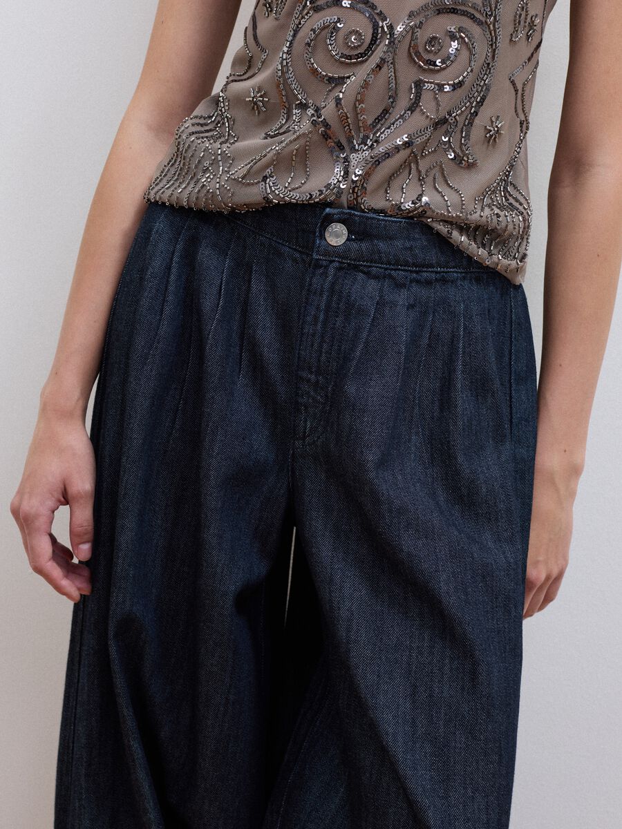Blue pure cotton balloon-fit denim jeans_3