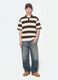 Polo marrone in puro cotone a righe regular fit_1
