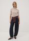Beige stretch viscose top with mock neck, regular fit_1