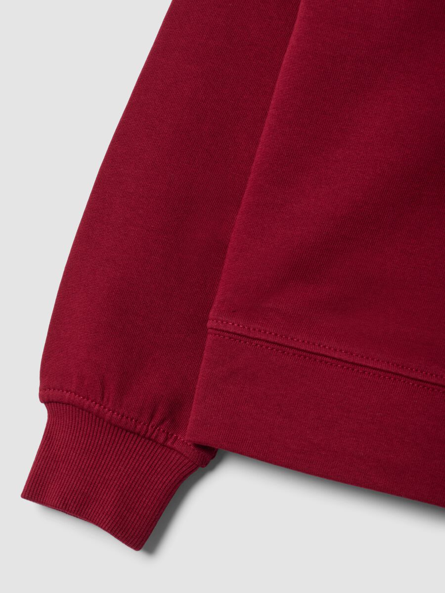 Red pure cotton crew-neck sweatshirt with bow for girls_3