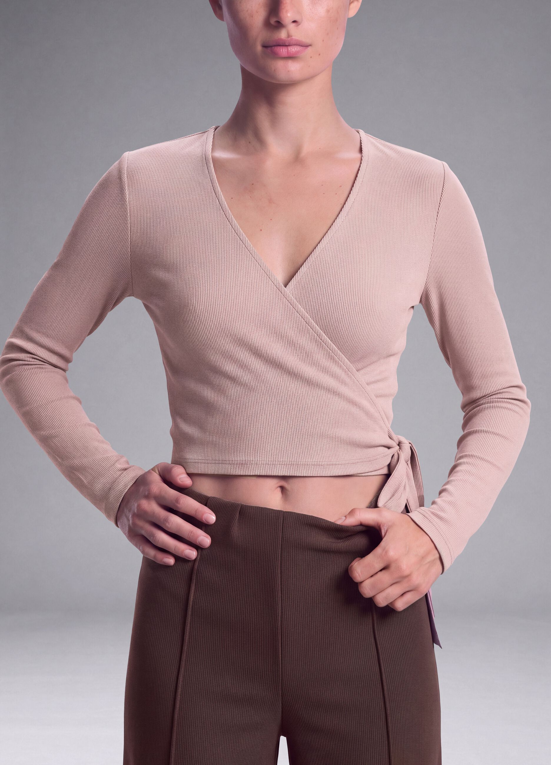 Brown stretch-modal wide-leg trousers ALTAVIA STUDIO