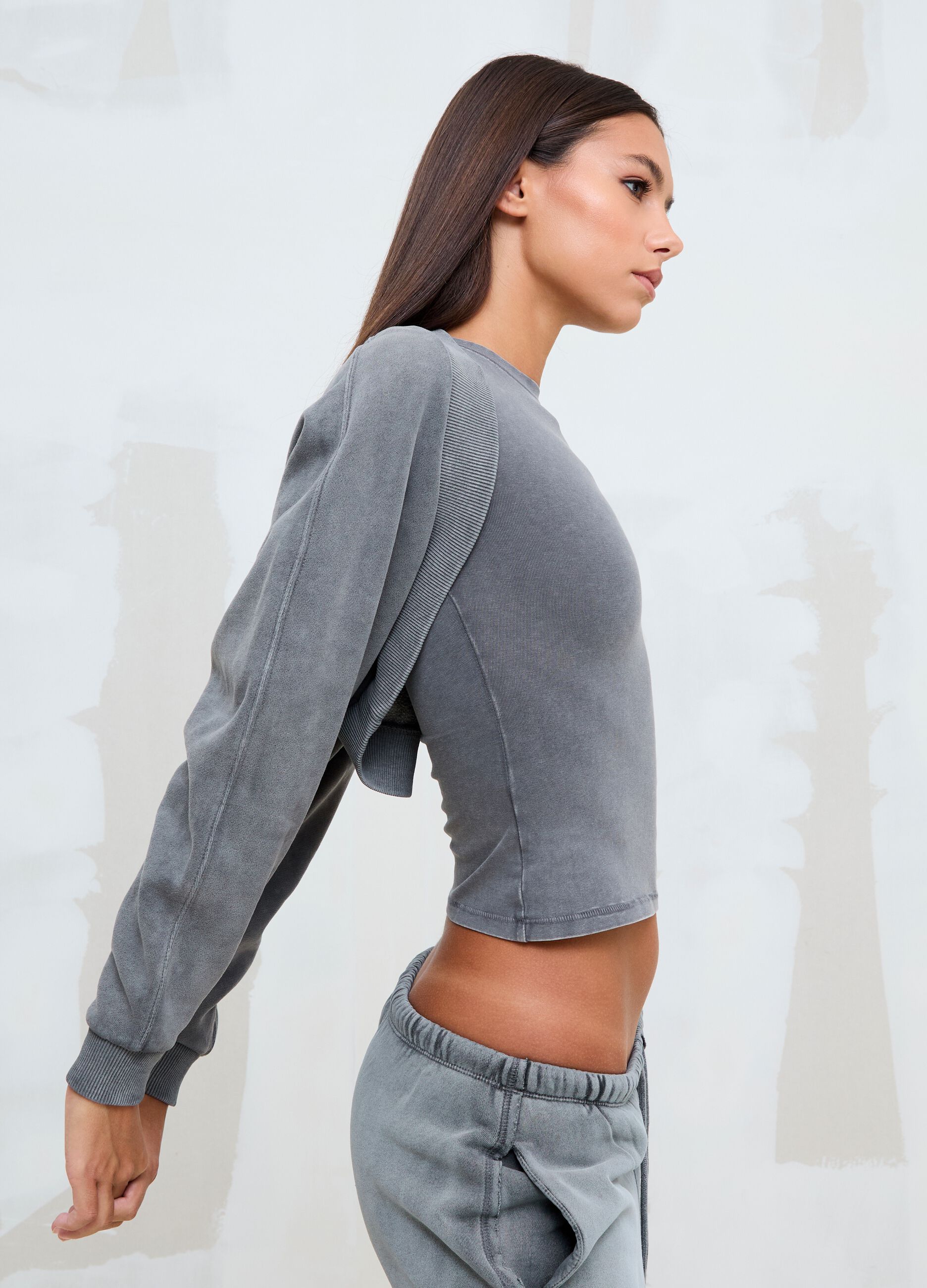 Grey Cropped Shrug Sweatshirt