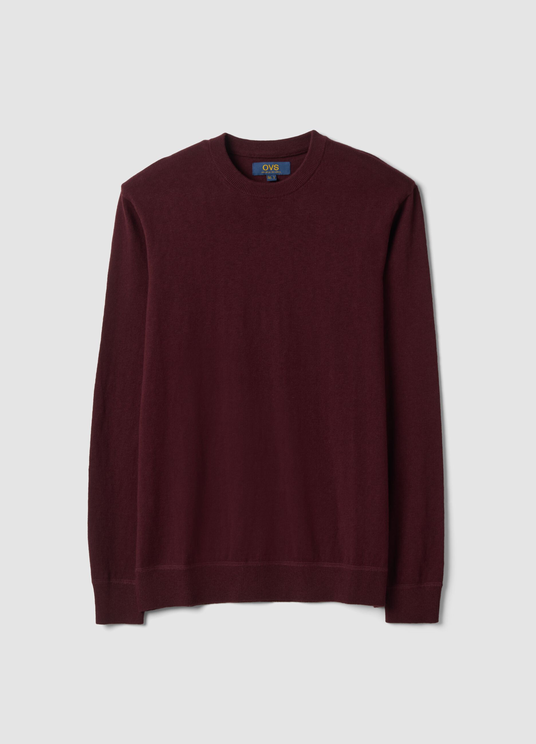 Maglia rossa in misto cotone e cashmere girocollo