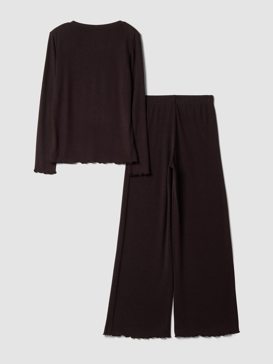 Pigiama marrone in misto viscosa elasticizzata con girocollo regular fit_2