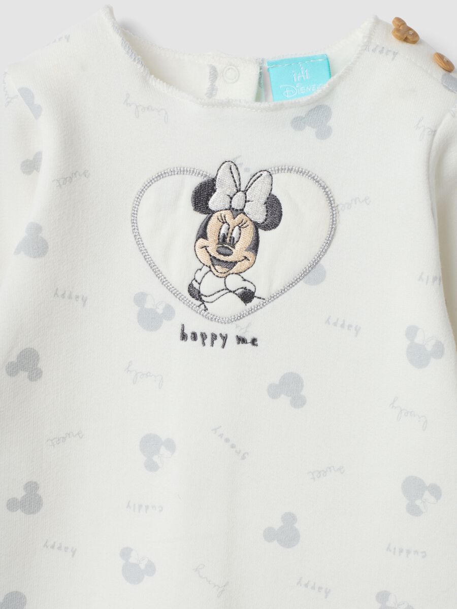 Tutina bianca in puro cotone organico con stampa Minnie_2