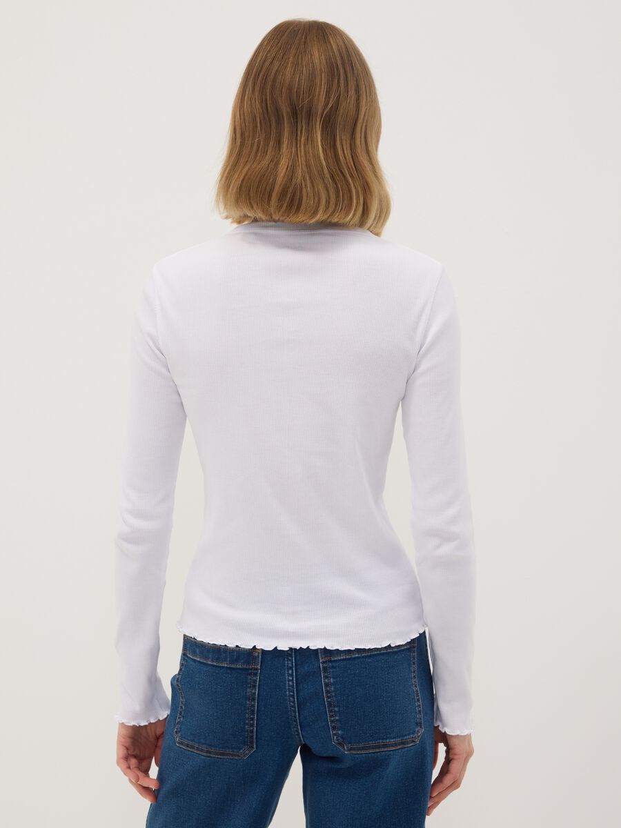 White pure cotton long-sleeve crew-neck T-shirt, regular fit_3
