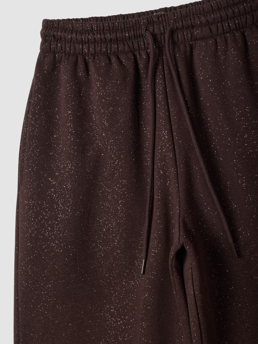 Brown wide-leg cotton-blend trousers with lurex_1