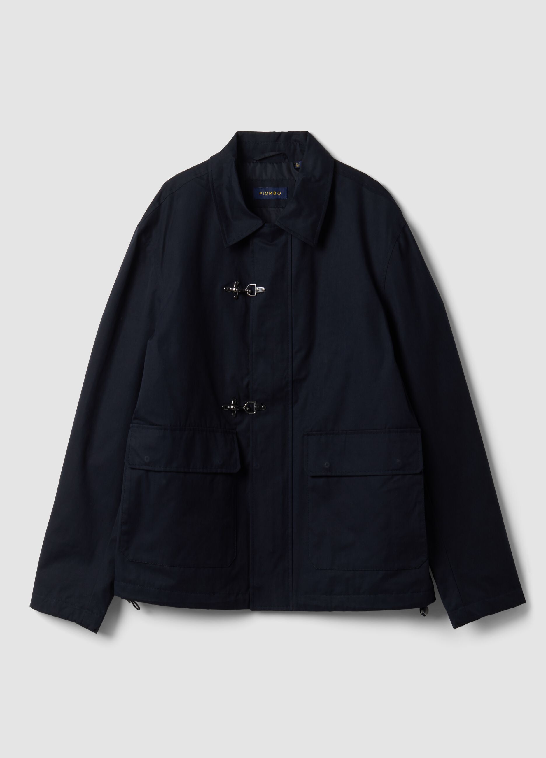 Blue padded cotton-blend jacket with zip