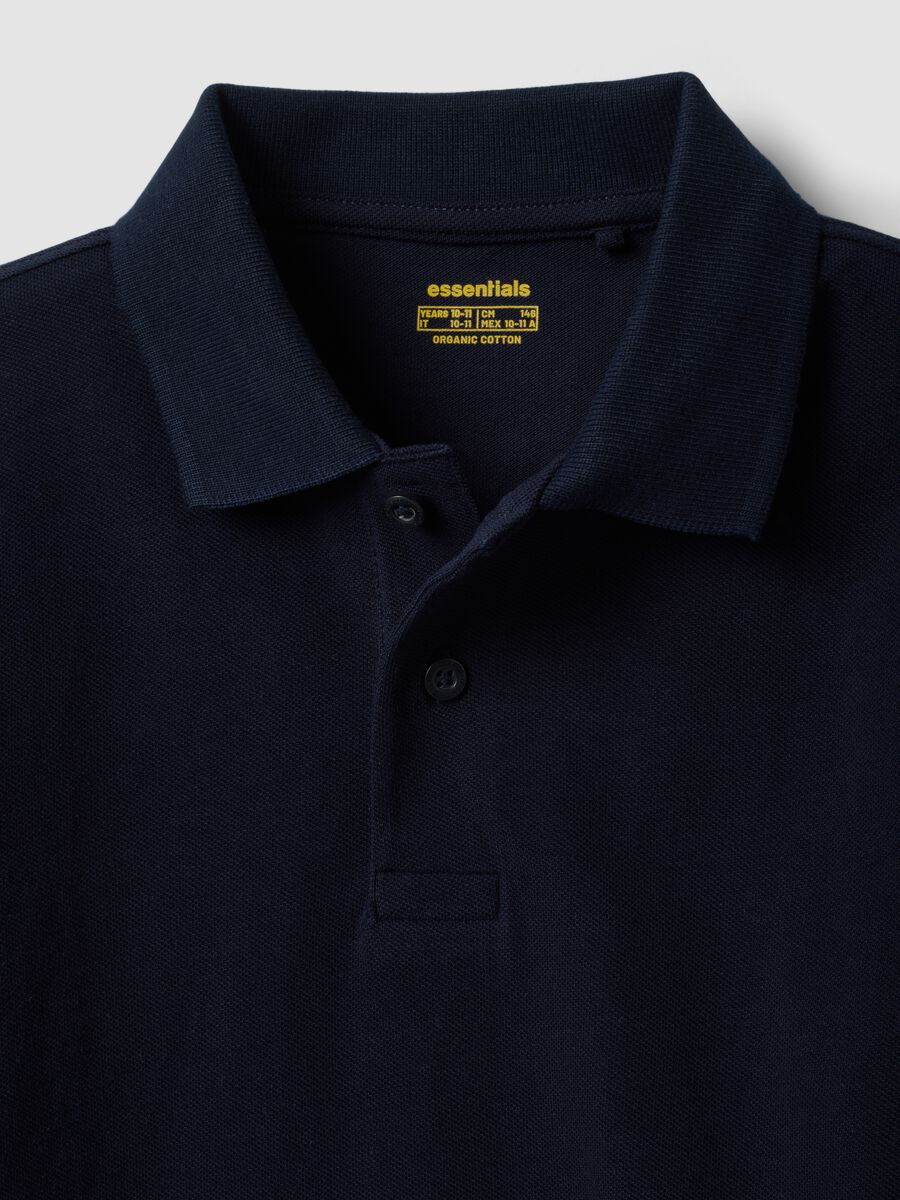 Blue piqu&eacute; polo shirt in pure organic cotton, regular fit, for boys_5