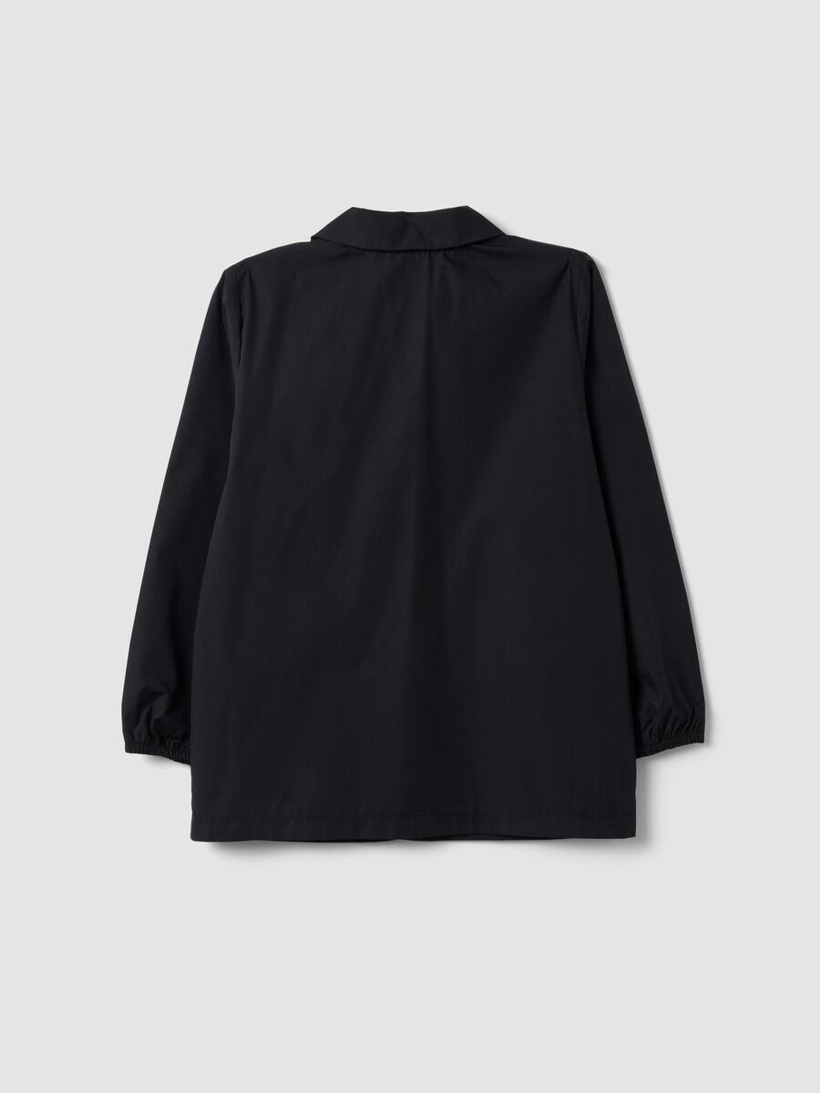 Black kids&rsquo; school smock with zip and Sonic embroidery_1