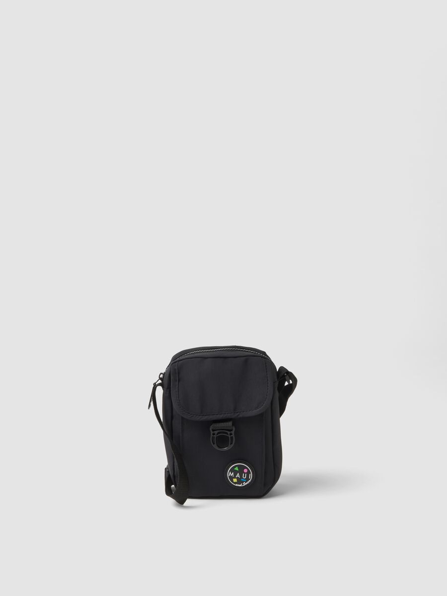 Black crossbody bag with zip closure and adjustable strap_0