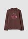 Brown organic cotton T-shirt with high neck_0