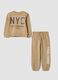 Beige pure cotton tracksuit with crew-neck sweatshirt_0