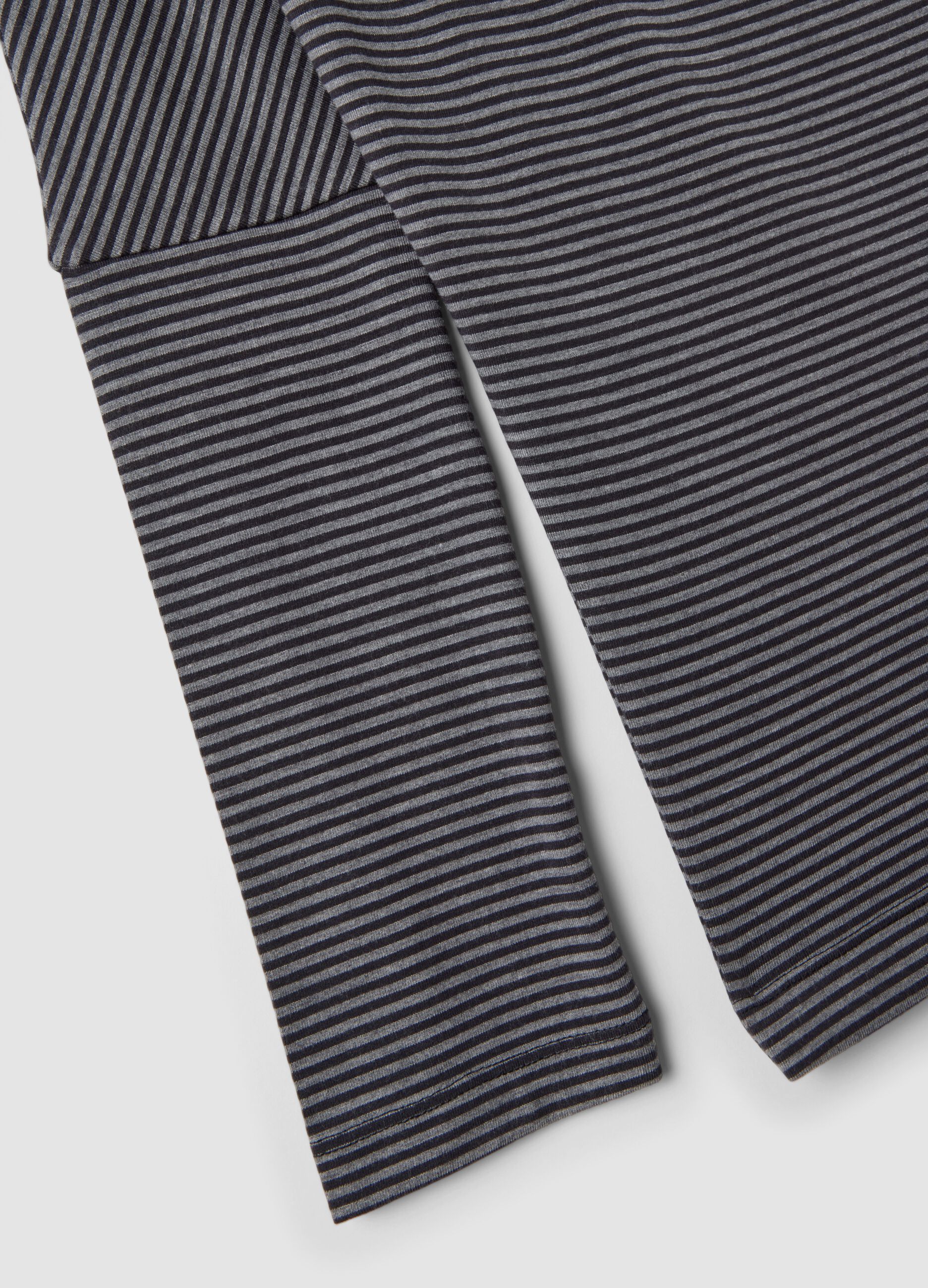 Grey stretch viscose striped boat-neck T-shirt