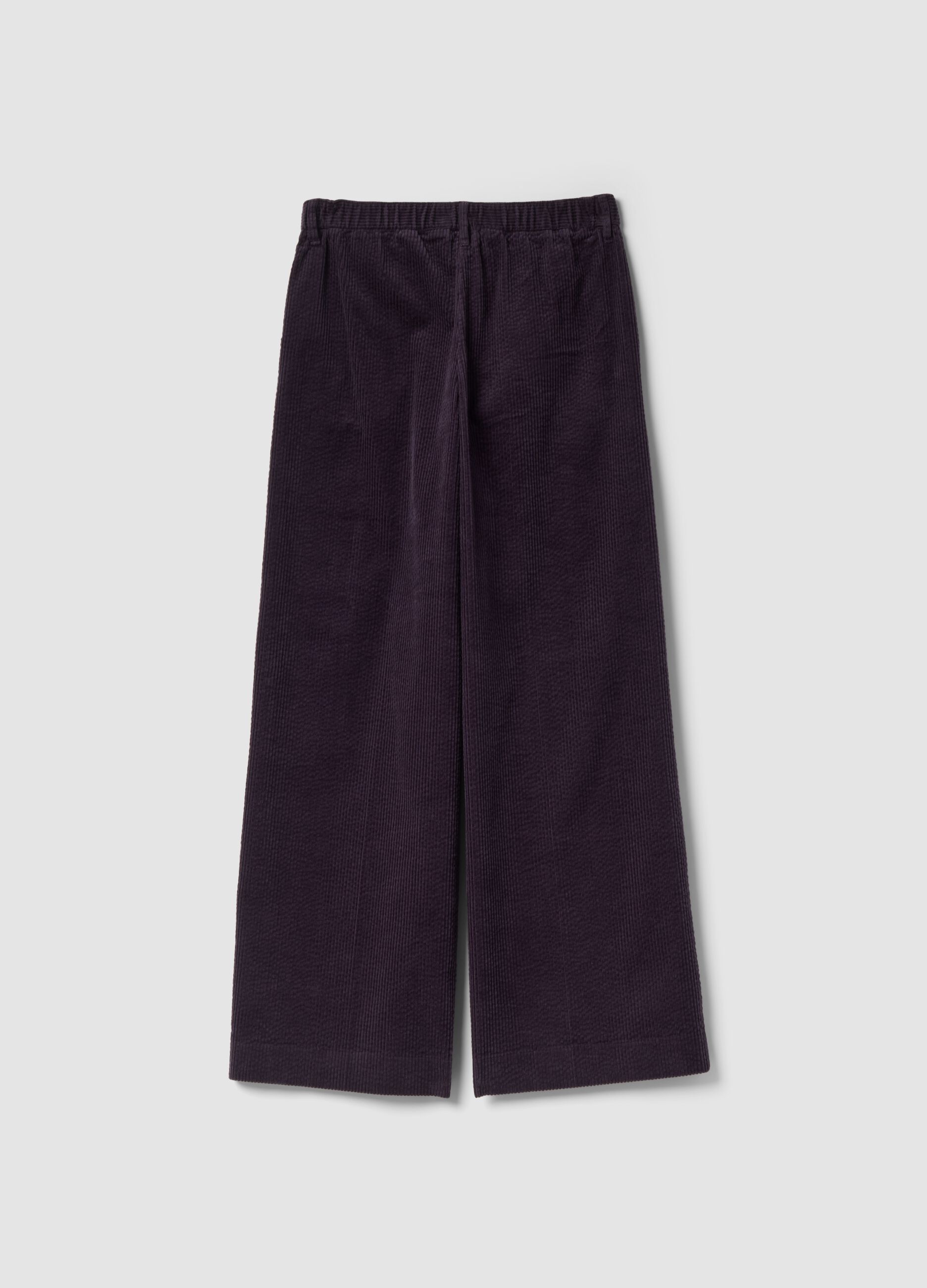Pantaloni viola in puro cotone a coste regular fit