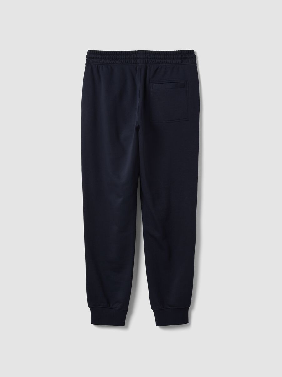 Blue cotton-blend joggers with cuffed hems and drawstring_2