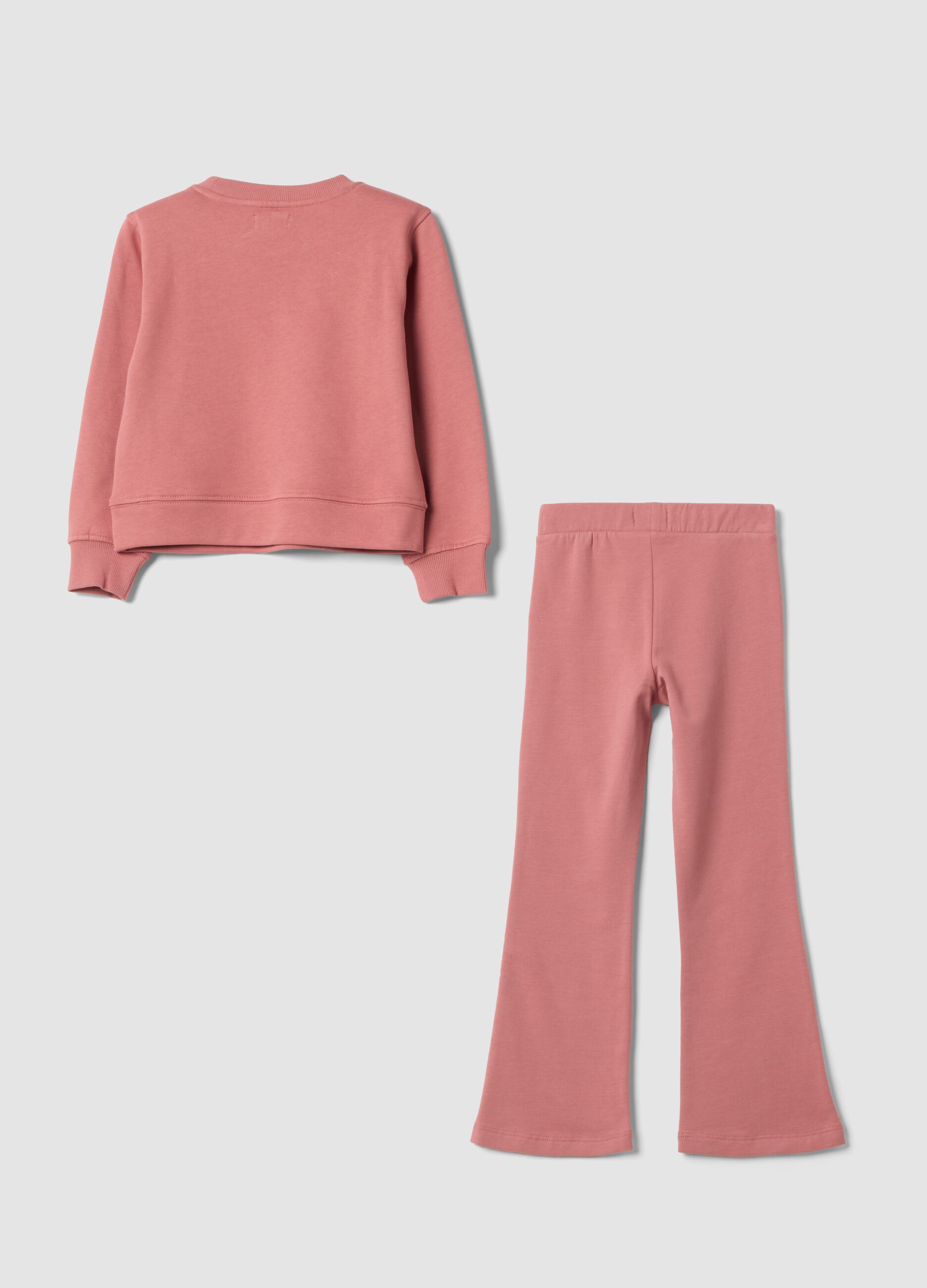 Completo jogging rosa in puro cotone con stampa volpe