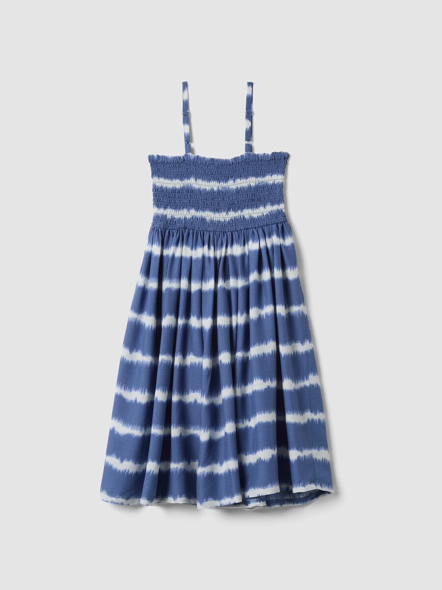 Girls&rsquo; blue striped pure viscose wide-fit dress with spaghetti straps_4