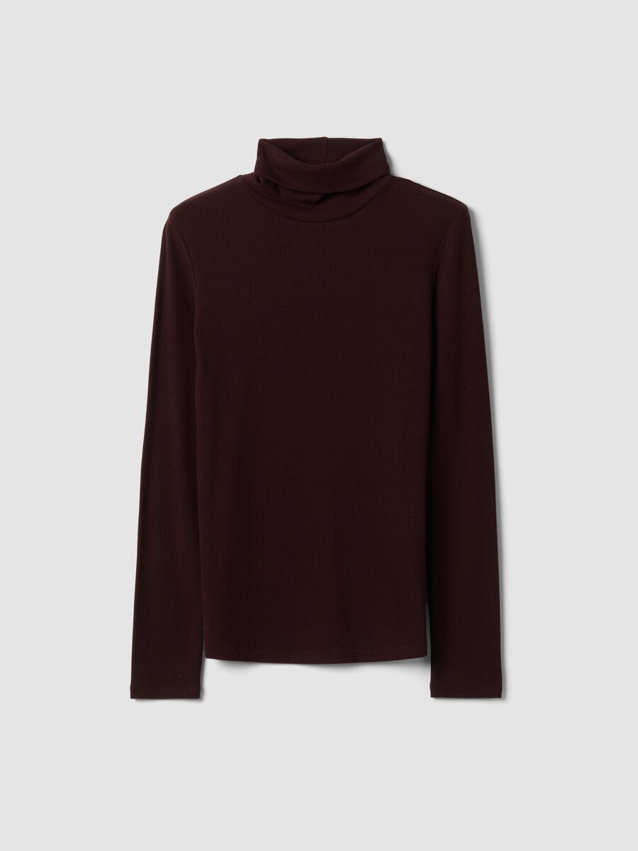 Purple stretch viscose crew-neck top, regular fit_0