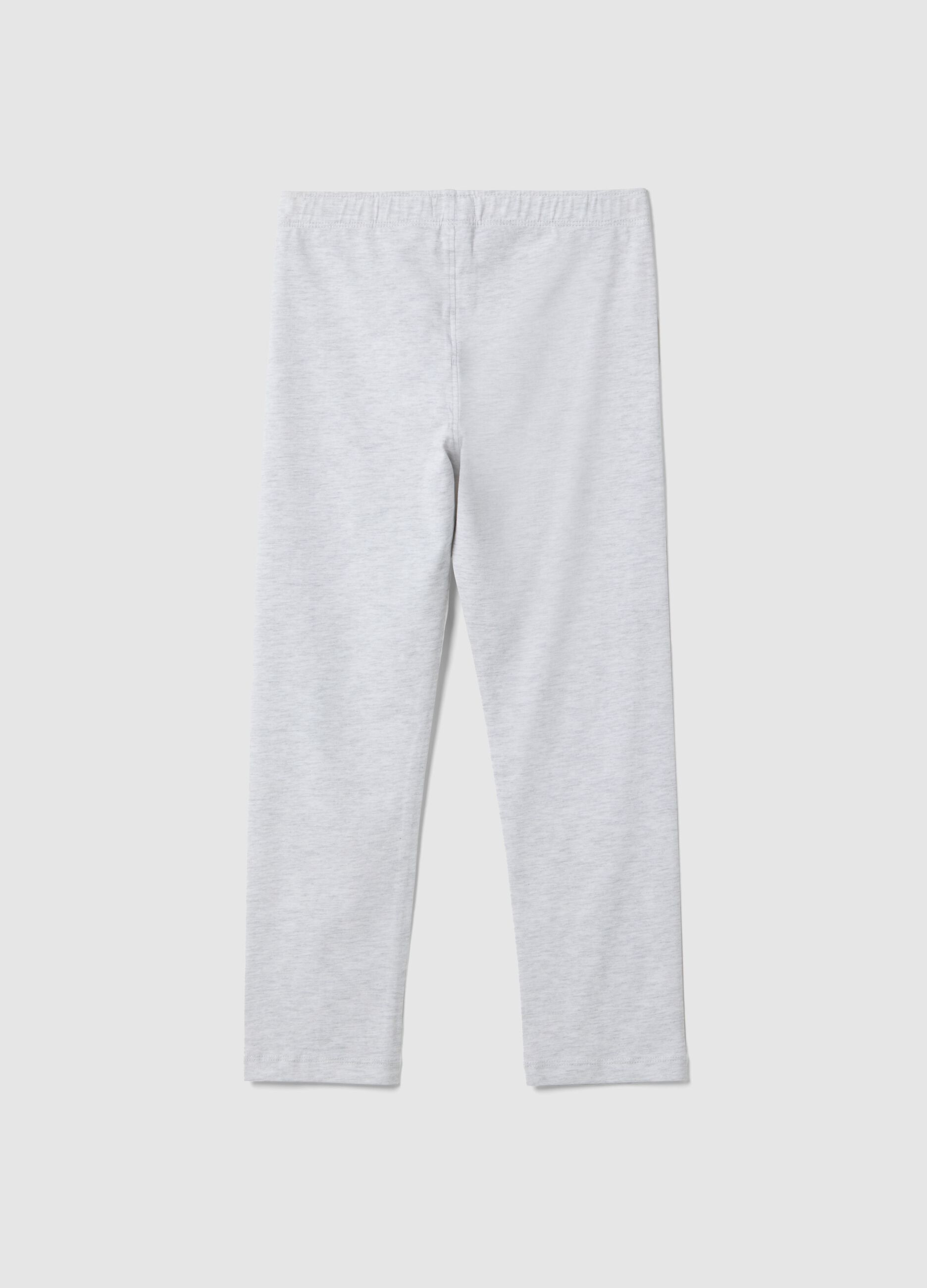 Grey cotton blend skinny leggings for girls