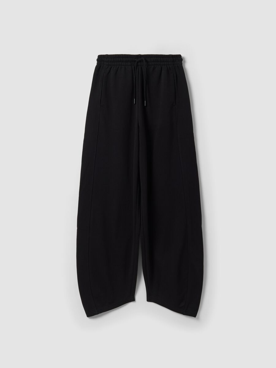 Black barrel-fit cotton-blend joggers_4