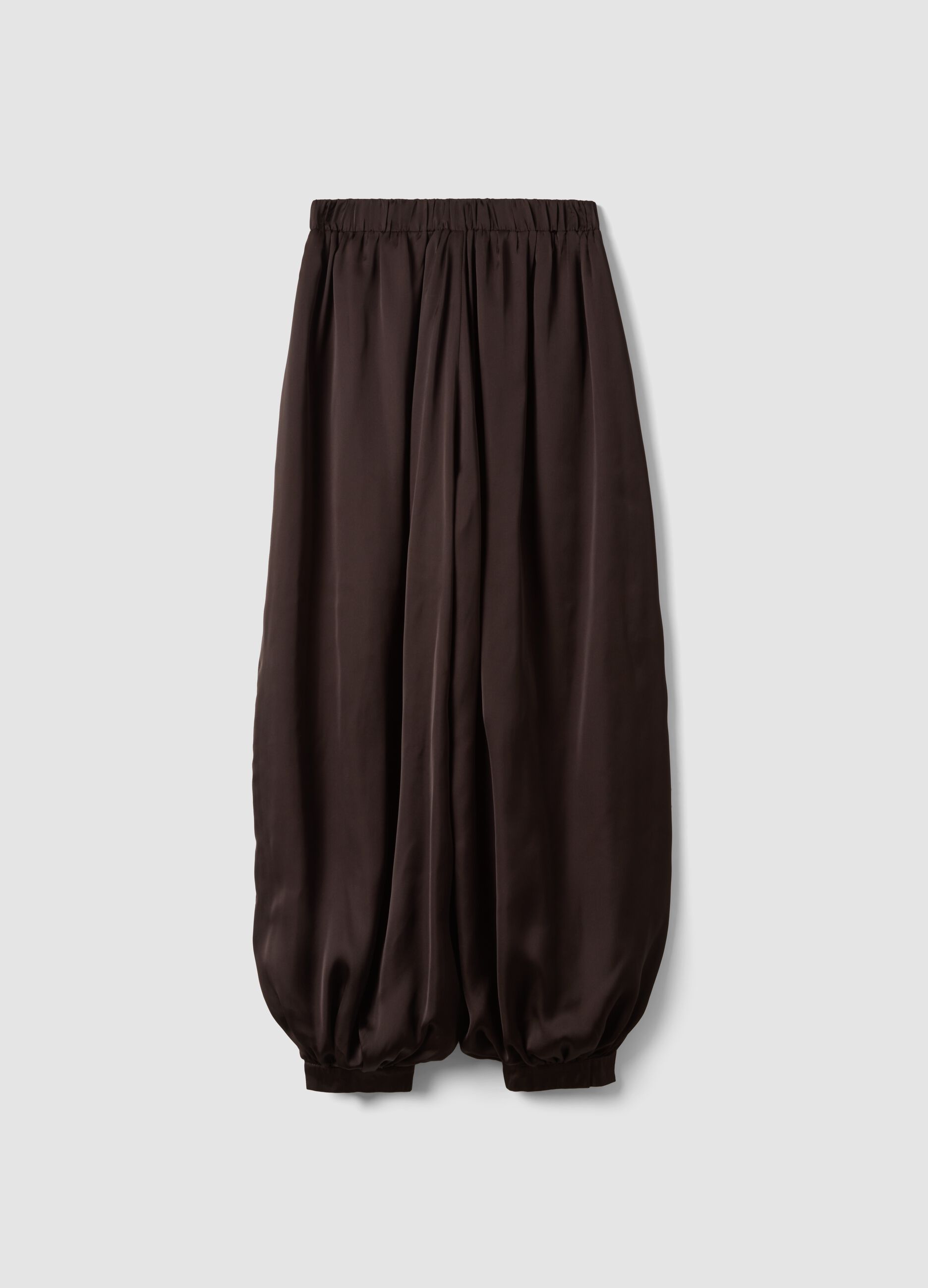 Brown baggy-fit trousers with elasticated hems