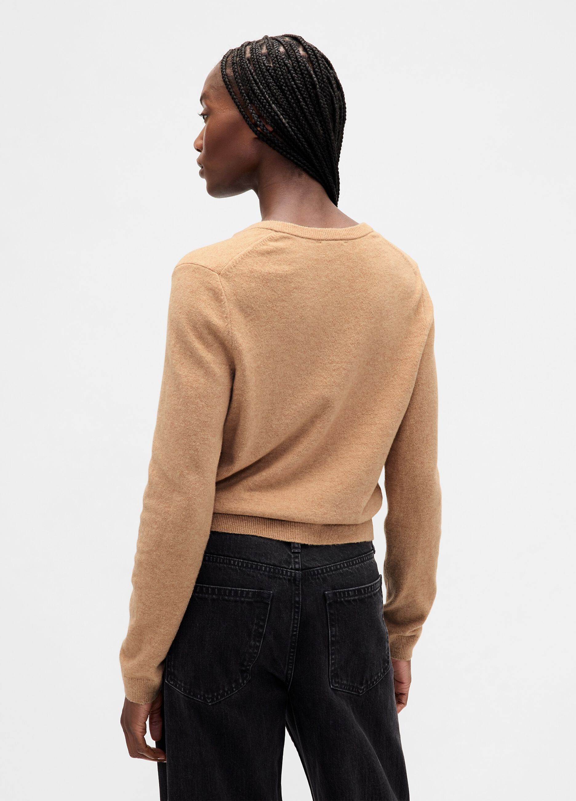 Beige cotton blend cardigan