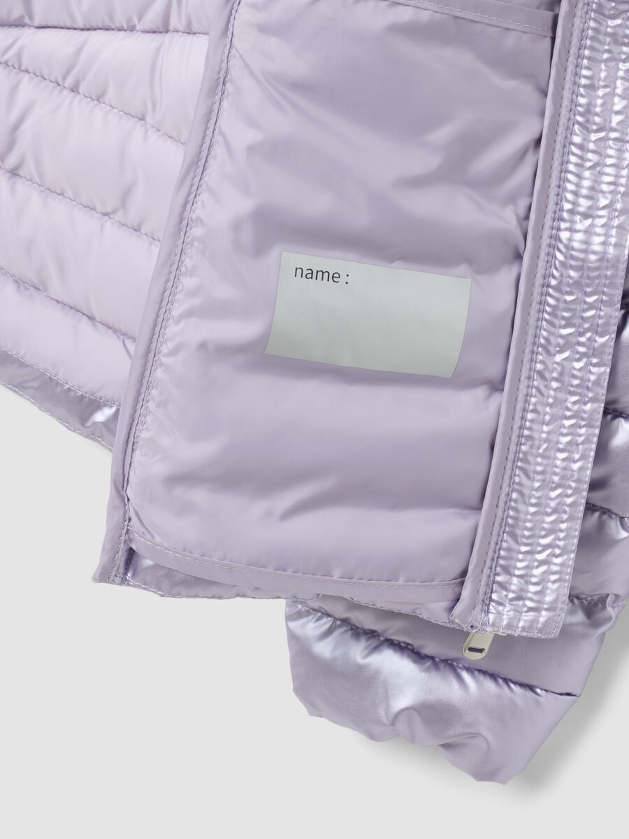 Purple Ultralight Padded Hooded Jacket with Zip for Girls_6