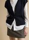 Blue deep V-neck oversized button-up gilet_2