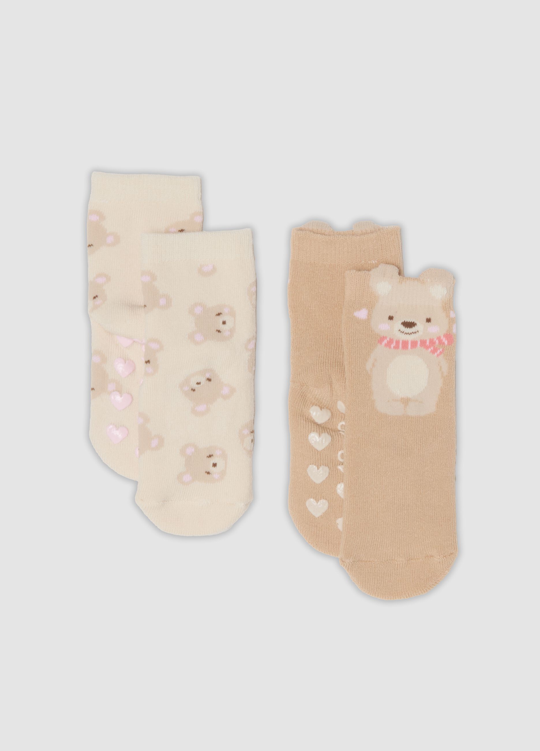2-pack of light beige stretch organic cotton socks
