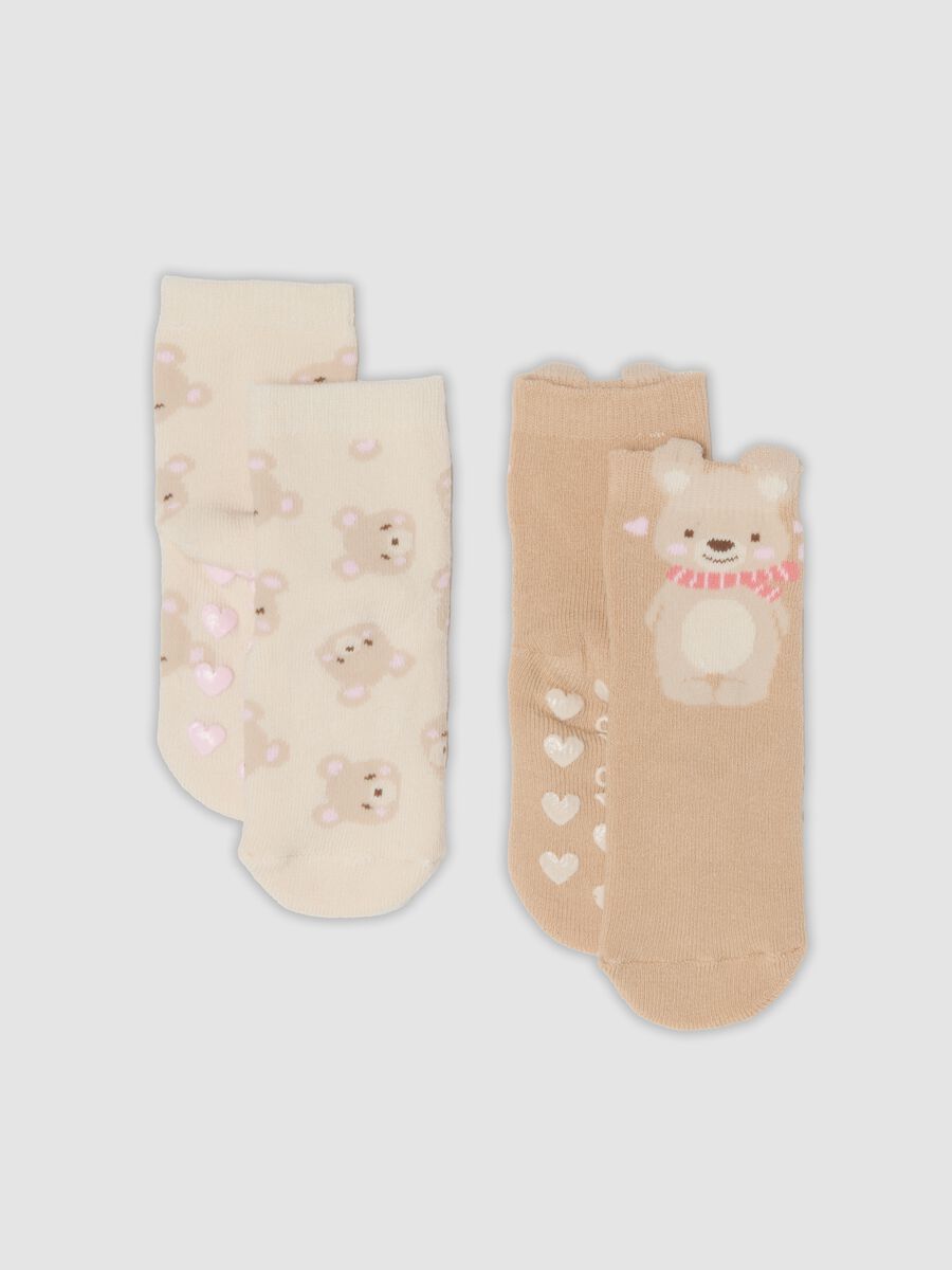 2-pack of light beige stretch organic cotton socks_0