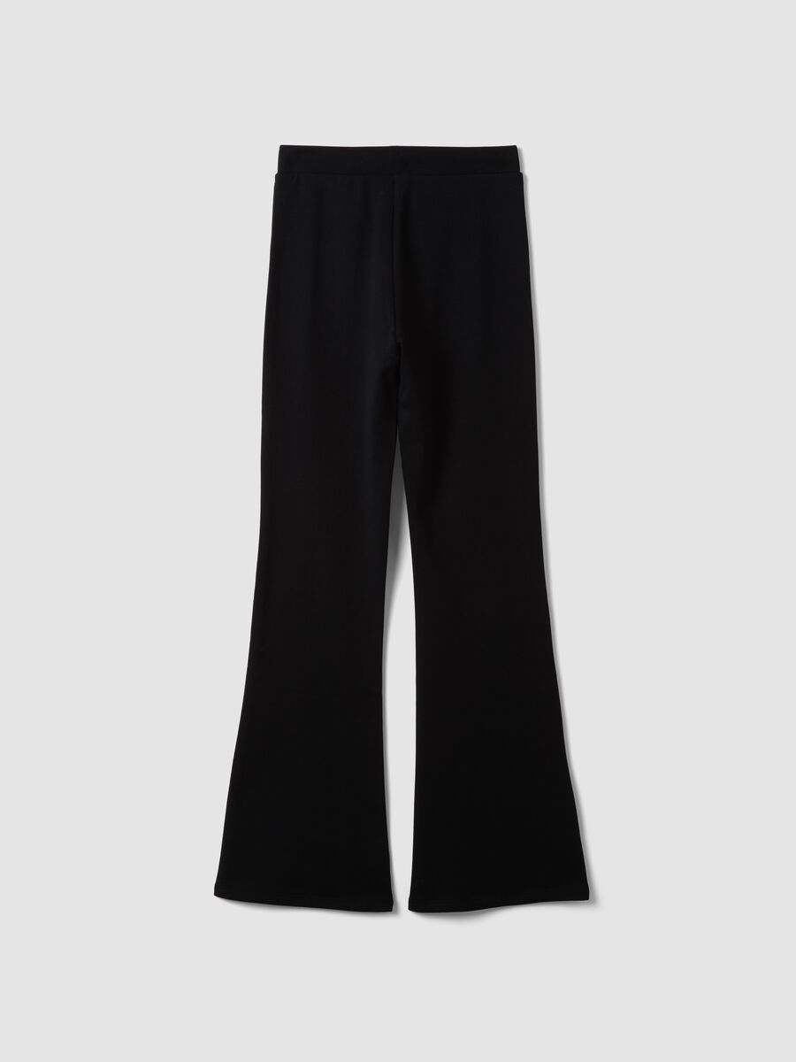 Black flared leggings in stretch cotton_2
